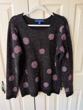 APT. 9 Black Multicolor Confetti Dot Knit Sweater Size Large